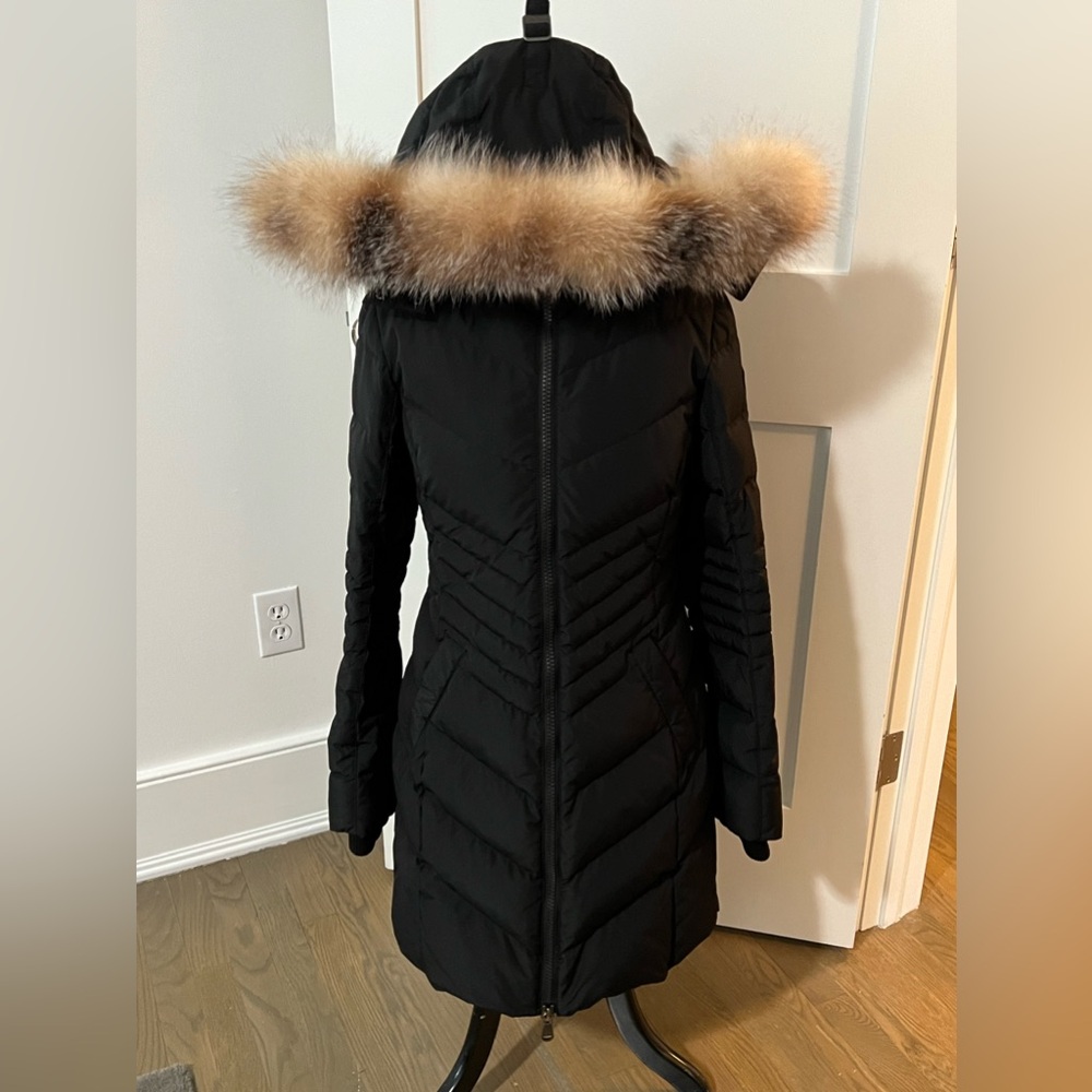 Pajar Black Queens Quilted Puffer w/ Real Crystal Fox Fur - Small